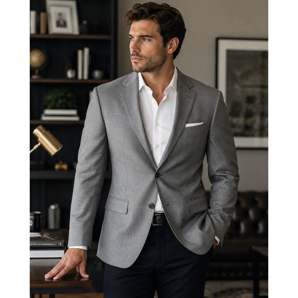 Alton Lane Gray Wool Blend Blazer 40S Tailored Fit Sport Coat Notch Lapel